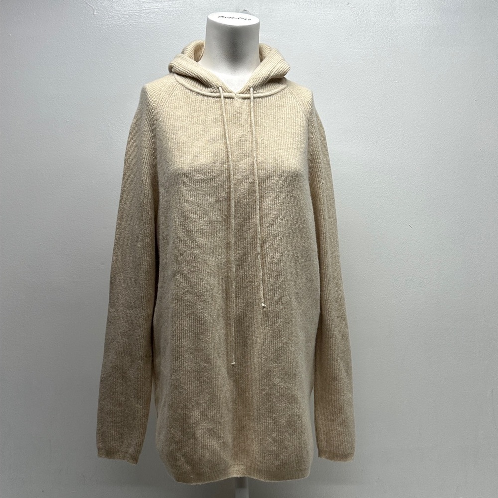 Sibin Linnebjerg Hooded Sweater Long Sleeve Knit Top Cashmere Ivory Size Large